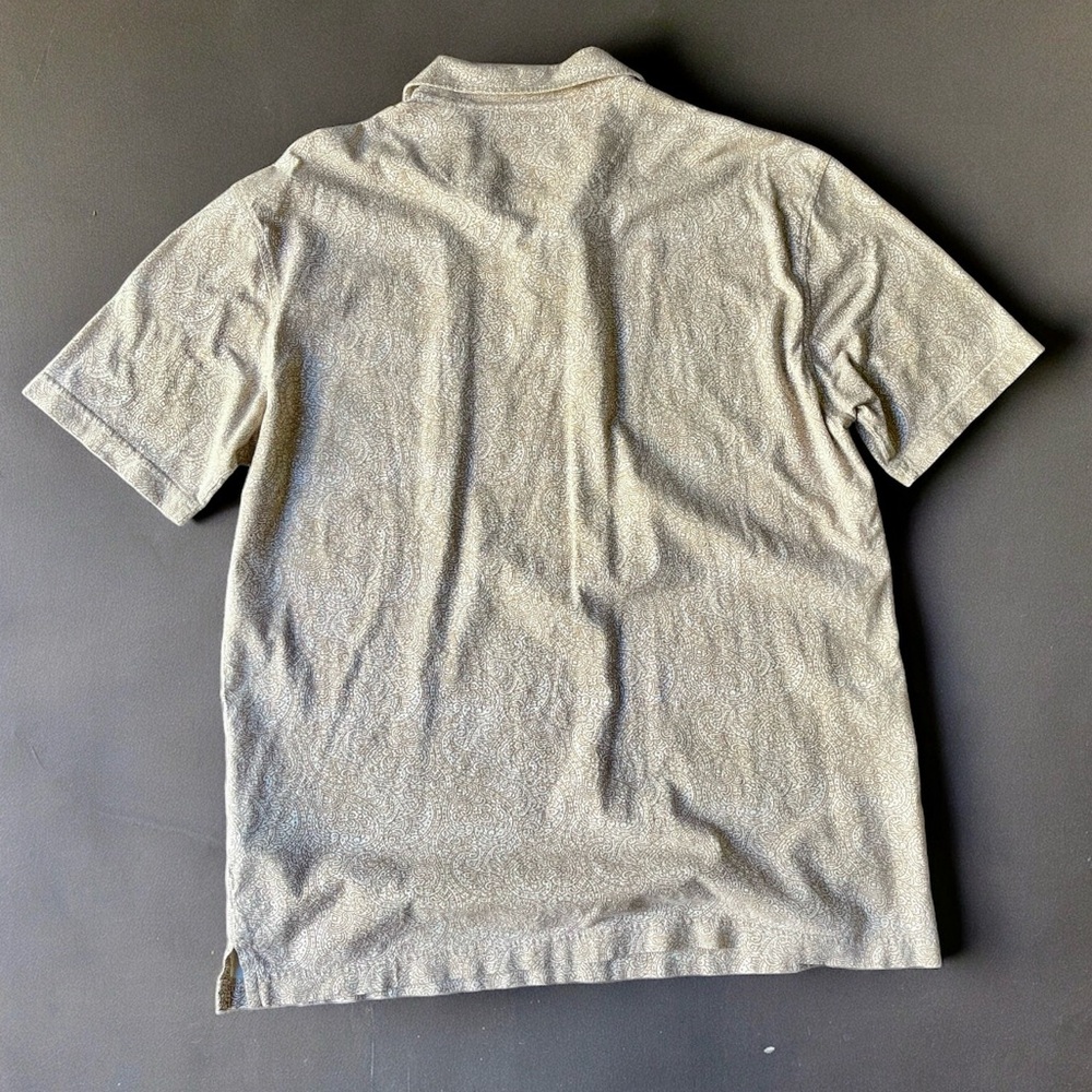 Austin Reed Tan Paisley Short Sleeve Soft Cotton Polo Shirt - Picture 3 of 11